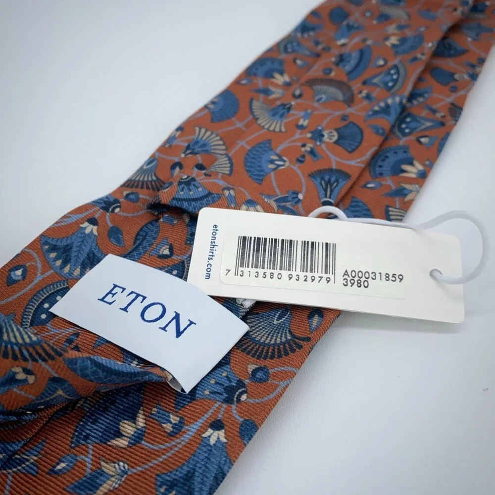 Eton Tie Mens One Size Colorful Floral‎ Silk Classic Fit Necktie Italy Made NWT